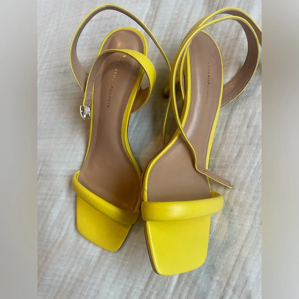 Anthropologie Yellow Heels Sandals - Picture 2 of 12